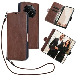 For OPPO Fold Magnetic Genuine Leather Crossbody Strap Wallet Case - Picture 1 of 10