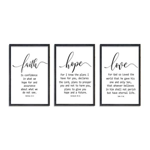 Faith Hope and Love Bible Verses Wall Art Decor 16x11 Inch Set of 3 Wood Fram... - Picture 1 of 7
