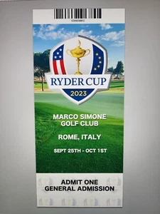 2023 Golf RYDER CUP Replica Commemorative Ticket Stub - Marco Simone Rome Italy - Picture 1 of 1
