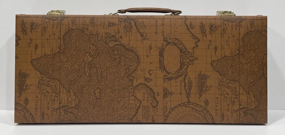 Vintage Mah Jongg 166 Tiles Set Leather World Map Case Complete/Incomplete READ - Image 1 of 4