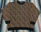 Vtg Tundra Canada Men's Wavy Striped Multicolor Knit Biggie Sweater Size Medium
