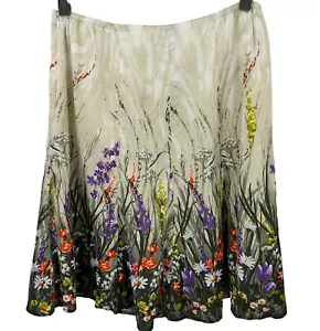 Chicos Floral Midi Skirt Womens Size L Chicos 2 Spring Garden Silk Blend - Picture 1 of 12