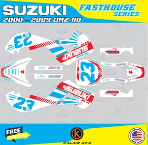 Kit de gráficos para Suzuki DRZ110 2000-2009 serie FH - rojo cian blanco - Imagen 1 de 6