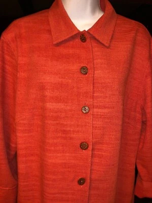 BONITA CHAQUETA CAMISA 100% SEDA EASY SPIRIT TOTALMENTE FORRADA CORAL BOTÓN DELANTERO TALLA L Foto 1 de 4