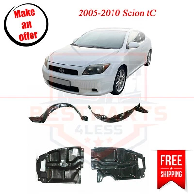 NEW Front Fender Liner & Undercover Splash Guard Set for 2005-2010 Scion tC Foto 1 de 4