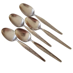 5 cucharas soperas vintage de flores de acero inoxidable 8" rosa mediados de siglo colonial EDL5 - Imagen 1 de 6