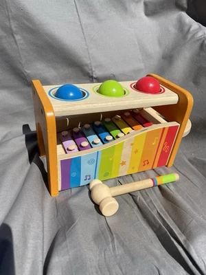 Xilófono de madera de color arco iris Hape para niños juguete musical educativo Foto 1 de 4