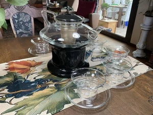 TEESERVICE GLASKUNST 6 Person mit Anbitschalen 6 Personen 6 Personen Set Neuw - Bild 1 von 3