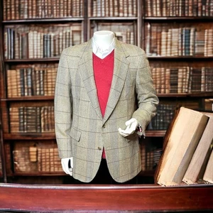 Southwick Vintage Yellow, Red, & Brown Tailored Plaid Sport Coat Size 43 Tall - Picture 1 of 13
