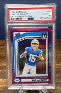 Donruss Optic Preview #328 Ladd McConkey 2024 clasificación novato radiocontrol rosa Prizm PSA 10 - Imagen 1 de 3