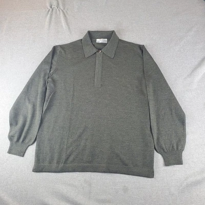 Gran Sasso Sweater Mens Large Gray 1/4 Zip Wool Polo Long Sleeve Italy - Image 1 of 4