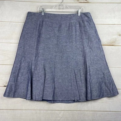 Coldwater Creek Linen Blend Skirt Sz 1X 16W-18W Blue Coastal Beach Chambray - Image 1 of 4