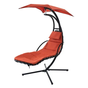 Hanging Chaise Lounger with Removable Canopy, with Built-in Pillow Patio Chair - Picture 1 of 10