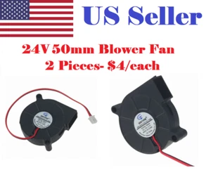 2 Pcs 24V Gdstime DC 5015 mm Blower Radial Cooling Fan Hotend Extruder RepRap - Picture 1 of 7