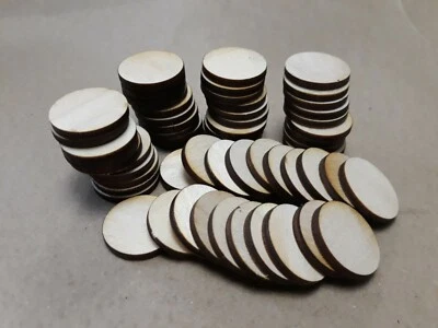 60x 25mm/2.5cm Wooden Circle Craft Shapes Wood DIY Decoration Disc Plaque  - Image 1 of 3