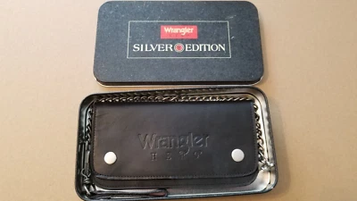 WRANGLER HERO EDIÇÃO PRATA COURO PRETO CORRENTE CARTEIRA MOTOCICLISTA - Imagem 1 de 4