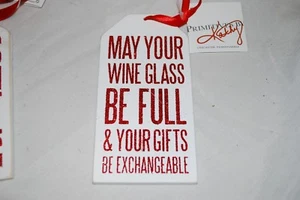 PRIMITIVES BY KATHY BOTELLA Madera de Navidad Etiqueta Madera QUE TU COPA DE VINO ESTÉ LLENA - Imagen 1 de 1