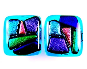 Perillas de gabinete de vidrio DICHROIC tiradores de cajón cromo mosaico fragmentos cocina baño - Imagen 1 de 12