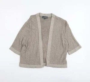Per Una Womens Beige V-Neck Striped Viscose Blend Cardigan Size 14 - Picture 1 of 12