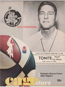 1968/69 DENVER ROCKETS ABA HOME PROGRAM VS LA STARS BILL SHARMAN COVER VERY RARE - Bild 1 von 4