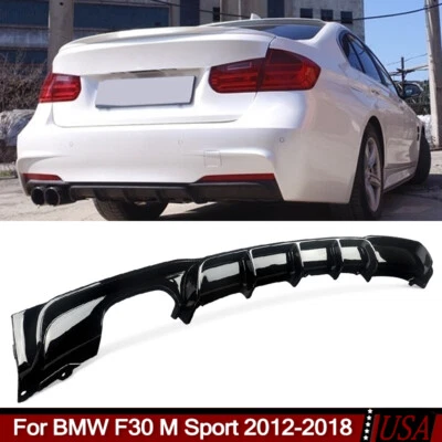 Difusor de parachoques trasero brillo labial negro ABS negro para BMW F30 330i 340i M Sport 2012-2018 Foto 1 de 4