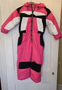 Pulse Girls Snow Ski Suit with Hood Dark Pink Black White Color Block 4T - Picture 1 of 12