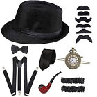 1920S Men Costume Accessories Set Gatsby Gangster Roaring Retro 20S Cosplay New