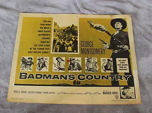 Póster de media hoja Badman's Country 1958 Buster Crabbe George Montgomery en muy buena condición C5 - Imagen 1 de 1