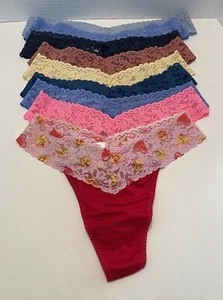 HANKY PANKY LACE ORIGINAL RISE THONG SET OF 9 ASSORTED COLORS ONE SIZE - Picture 1 of 13