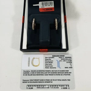 Juego de aretes de 2,5 gramos de oro de 14 quilates con cierre de aro de diamantes totales de medio quilate de 0,50 quilates - Imagen 1 de 9