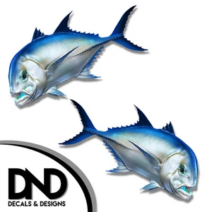 Giant Trevally - Fish Decal Fishing Tackle Box Bumper Sticker "3in SET" F-0210 & - Picture 1 of 1