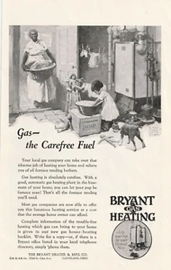 1927 Bryant Heater Cleveland OH Boston Terrier Dog Art Laundry Day Heating VtGAd - Picture 1 of 9