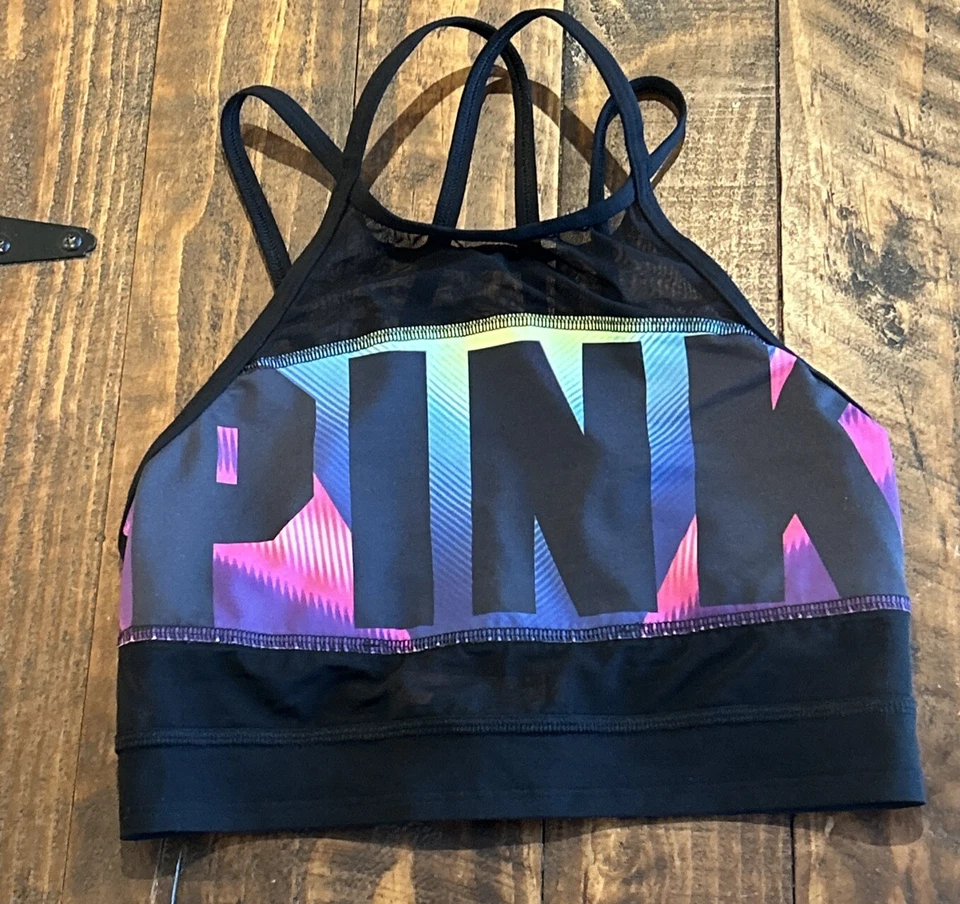 Victoria's Secret PINK Ultimate Unlined Sports Bra Top “Pink” Black Xs - Image 1 of 4