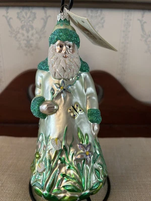 Patricia Breen Green Floral Santa - Original Tag Attached - Image 1 of 4