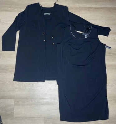 Vestido Feminino Vintage Amanda Smith 2 Peças Tamanho 18W Decote Preto Ocasião Formal - Imagem 1 de 4