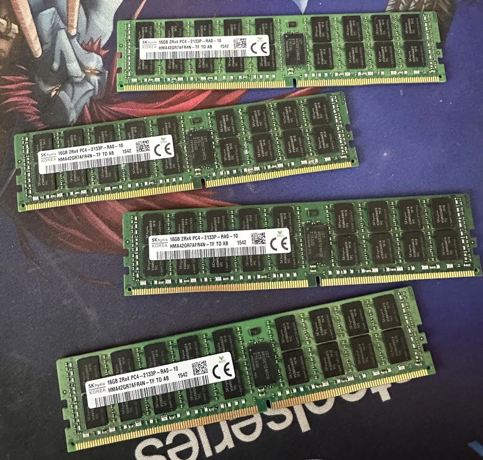 64GB (4×16GB) SK hynix DDR4 ECC Registered Server-RAM – 2Rx4 PC4-2133P - Bild 1 von 1