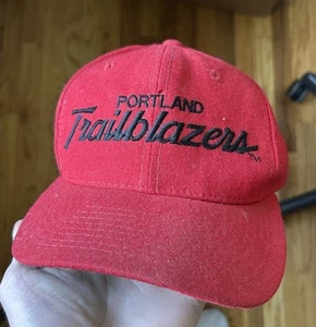 Vtg 90's Portland Trailblazers 100% Wool Sports Specialties Script Snapback - Picture 1 of 13
