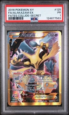PSA 1 Pokemon Alakazam EX 125/124 Fates Collide Secret Rare Full Art Holo - Image 1 of 4