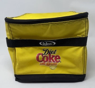 Винтажная диетическая кола Igloo с лимонным желтым/черным кулером складная коробка для обедов - Изображение 1 из 4