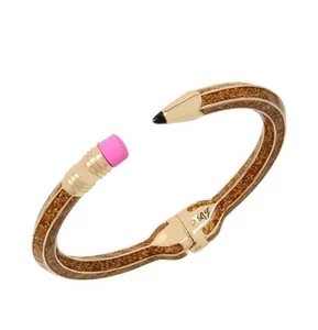 Betsey Johnson Open Hinge Gold Tone  Glitter Pencil Bracelet W/Gift Box - Picture 1 of 4