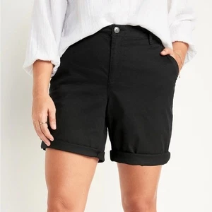 Old Navy Shorts Women’s Size Medium Black High-Waisted Cuffed Chino Shorts NWT - Picture 1 of 6