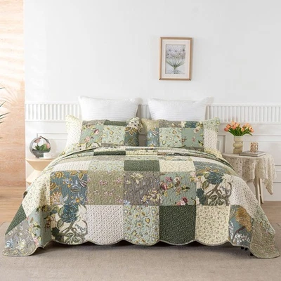 Juego de colcha edredón tamaño king retazos - 100 % algodón reversible transpirable f... Foto 1 de 4