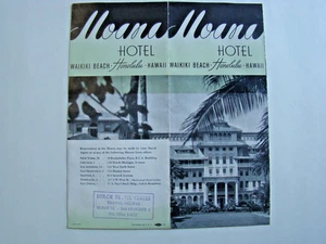 Moana Hotel Waikiki Beach Honolulu Hawaii Prospekt aus den 40er Jahren - Bild 1 von 4