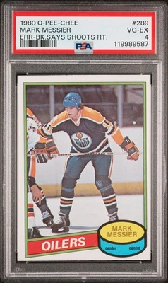 1980-81 O-Pee-Chee Mark Messier #289 Err BK. Says Shoots RT. Rookie PSA 4 - Image 1 of 2