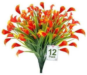 12 Bundles Calla Lily (300 Heads) Artificial Flowers for Outdoors, Fake - Picture 1 of 7