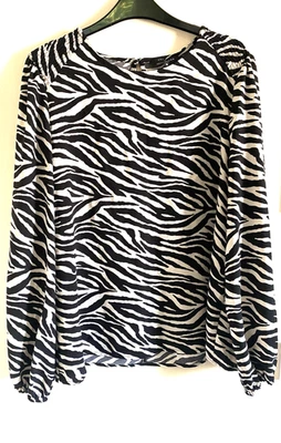 Peacocks Animal Zebra  Print Floaty Long Sleeve Top Blouse Size UK 18 - Image 1 of 4