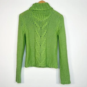 Glamorous Green Chunky Knit Turtleneck Sweater - Picture 1 of 9