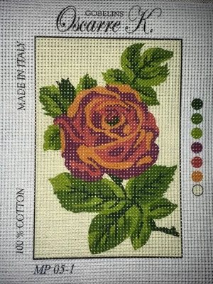 Printed needlepoint tapestry-canvas Only  Krainer  Fields 8x6” Red Rose - Image 1 of 3