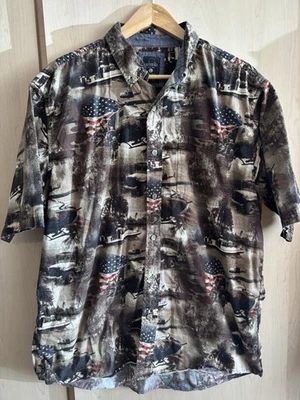 Camisa Militar Cabelas Cabeza Roja - Para Hombre Grande - Helicóptero Bandera Americana Patrótica Foto 1 de 4