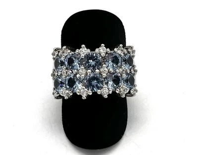 Silberring, simulierte Diamanten, Rund, 13 mm breit, Gr. 60, 925/- Silber - Bild 1 von 3